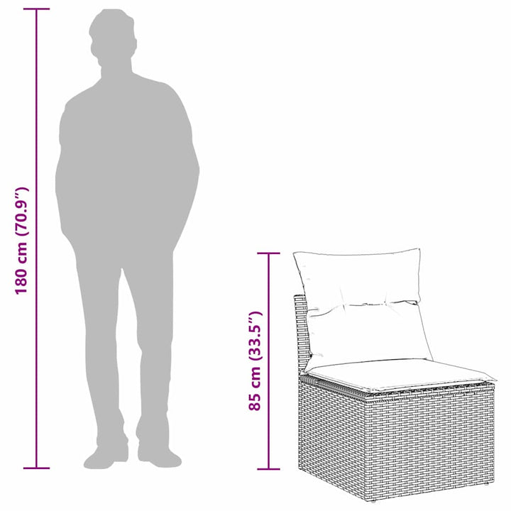 Havesofa Sæt med pude 6 pcs Sort og Cream 55 x 55 x 37 cm