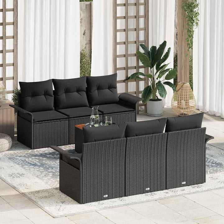 Havesofa Sæt med pude med opbevaring 7 pcs Sort 55 x 55 x 37 cm