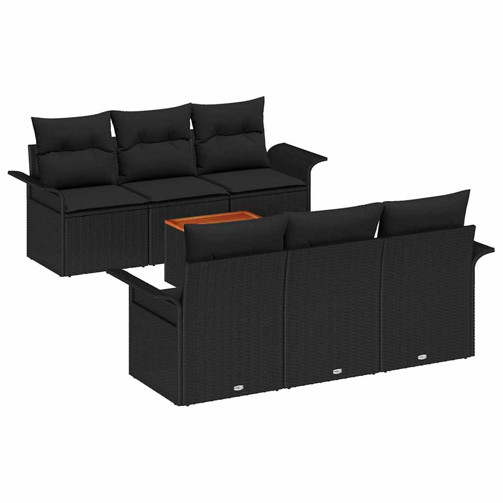Havesofa Sæt med pude med opbevaring 7 pcs Sort 55 x 55 x 37 cm