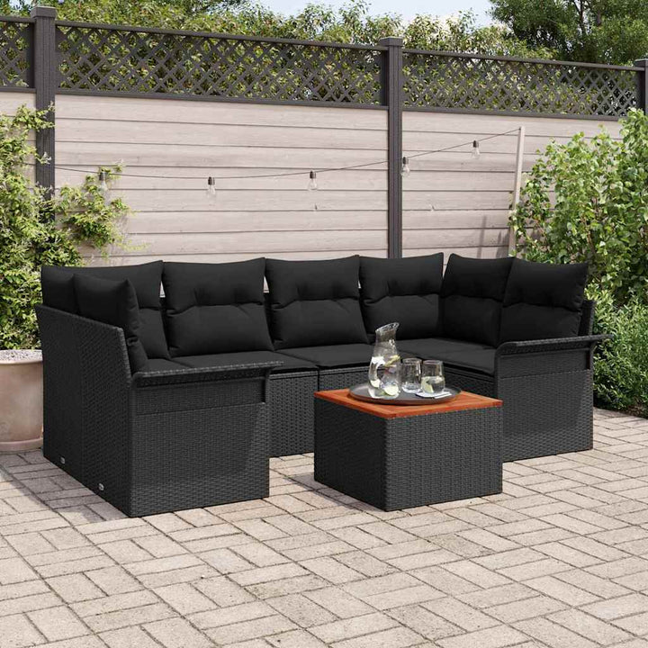 Havesofa Sæt med pude med opbevaring 7 pcs Sort 55 x 55 x 37 cm