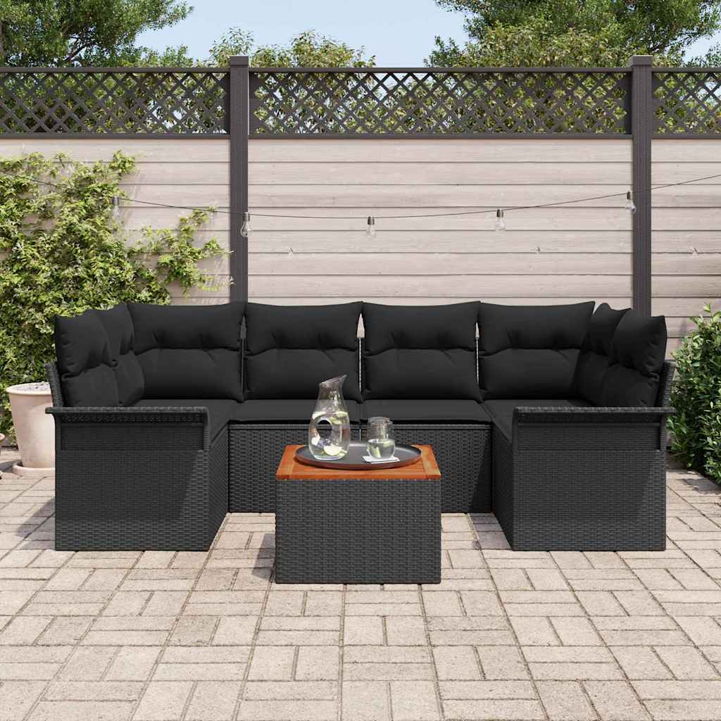 Havesofa Sæt med pude med opbevaring 7 pcs Sort 55 x 55 x 37 cm
