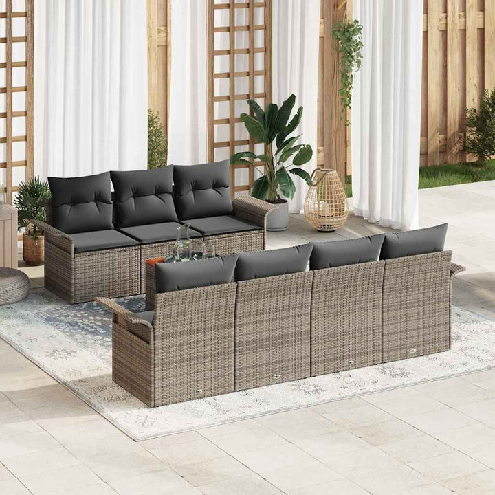 Havesofa Sæt med pude med opbevaring 8 pcs Grå 55 x 55 x 37 cm