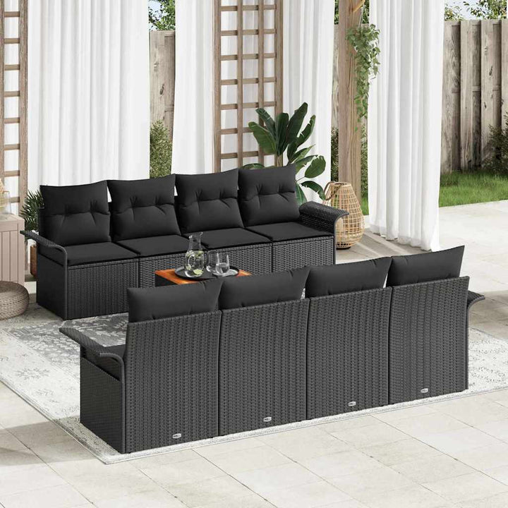 Havesofa Sæt med pude med opbevaring 7 pcs Sort 55 x 55 x 37 cm