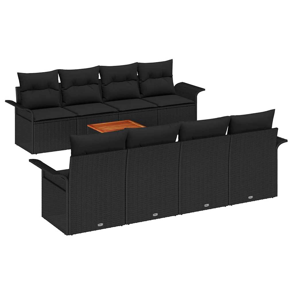 Havesofa Sæt med pude med opbevaring 7 pcs Sort 55 x 55 x 37 cm