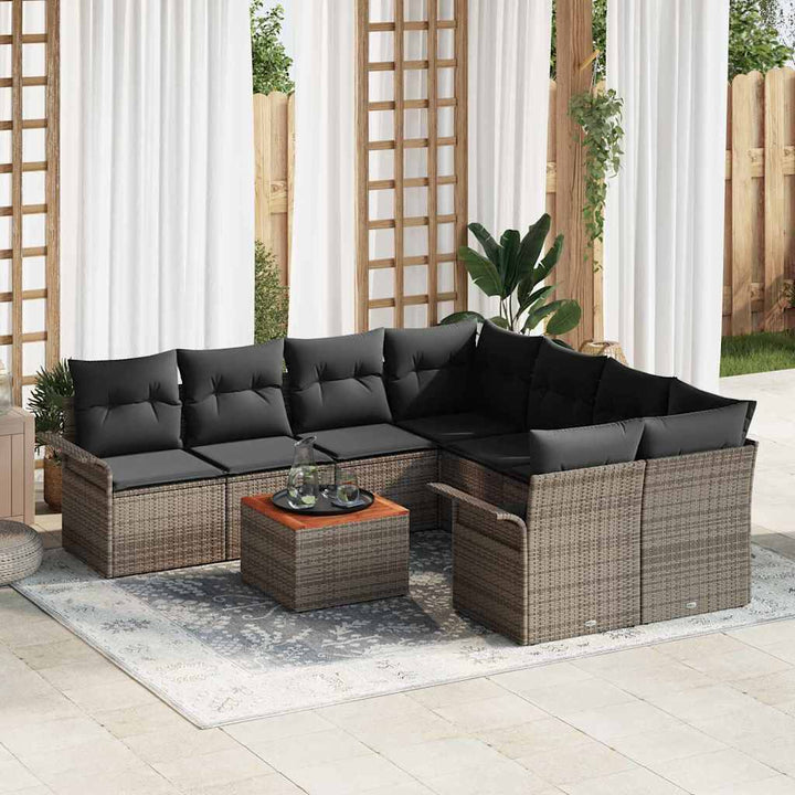 Havesofa Sæt med pude med opbevaring 9 pcs Grå 55 x 55 x 37 cm