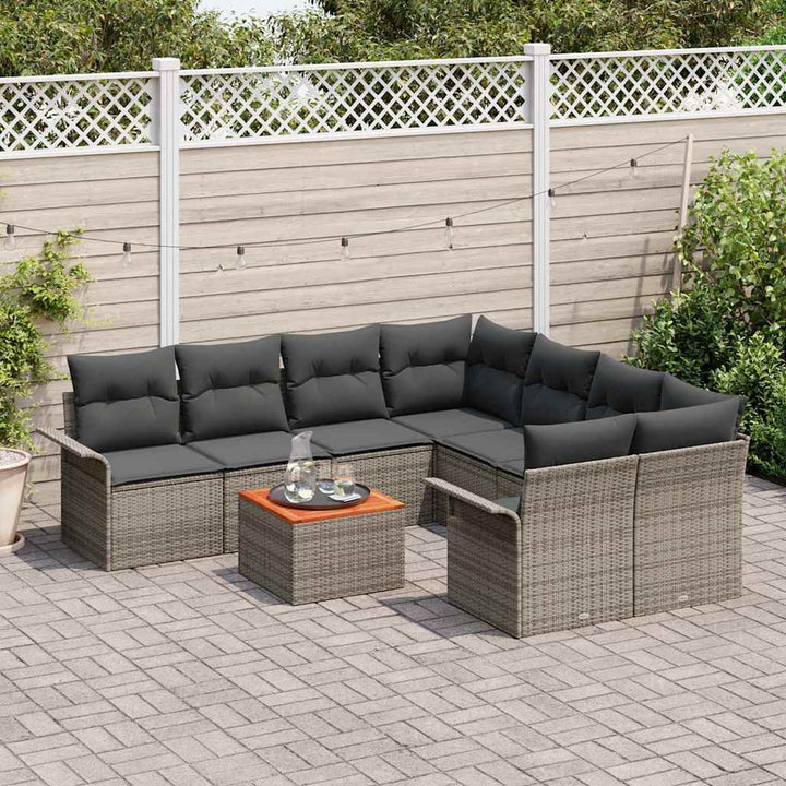 Havesofa Sæt med pude med opbevaring 9 pcs Grå 55 x 55 x 37 cm