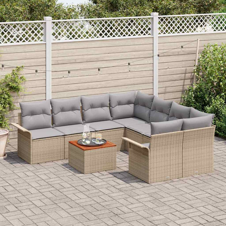 Havesofa Sæt med pude med opbevaring 9 pcs Beige og lys grå