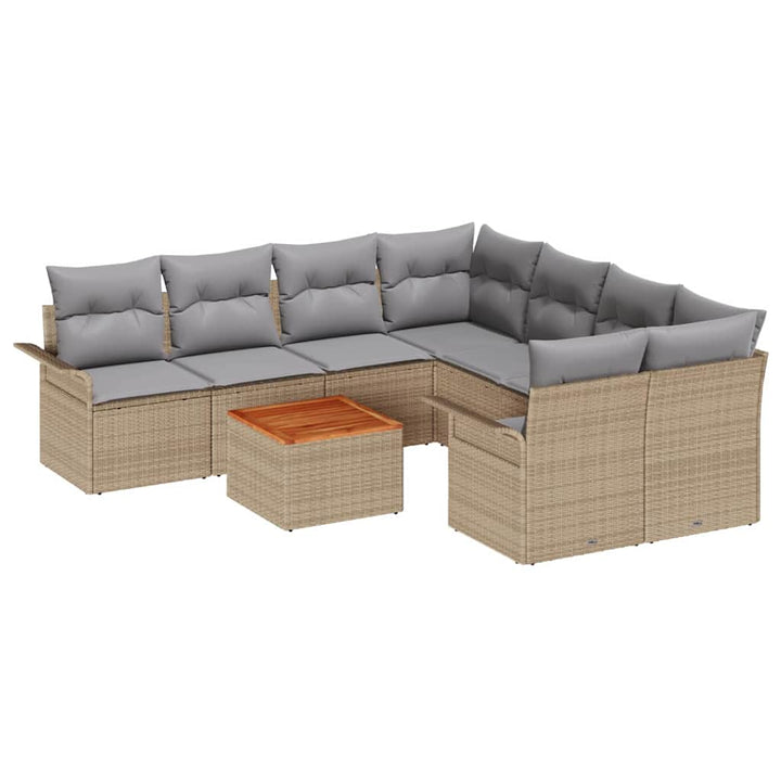 Havesofa Sæt med pude med opbevaring 9 pcs Beige og lys grå