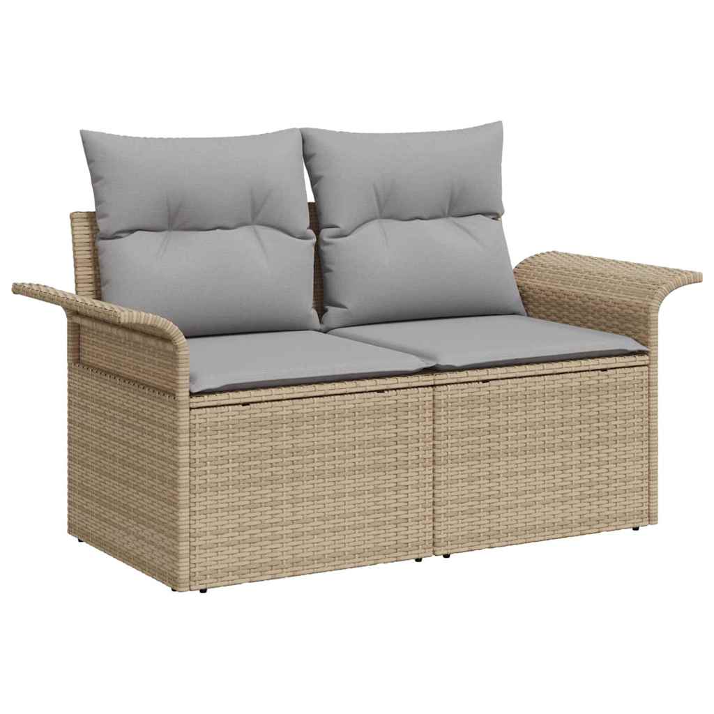 Havesofa Sæt med pude med opbevaring 9 pcs Beige og lys grå