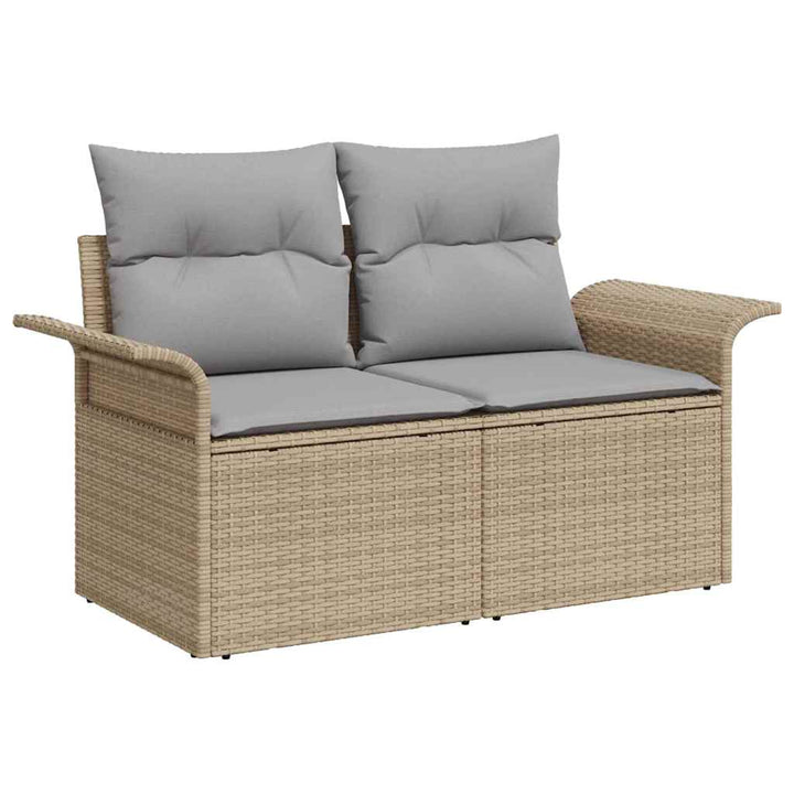 Havesofa Sæt med pude med opbevaring 9 pcs Beige og lys grå