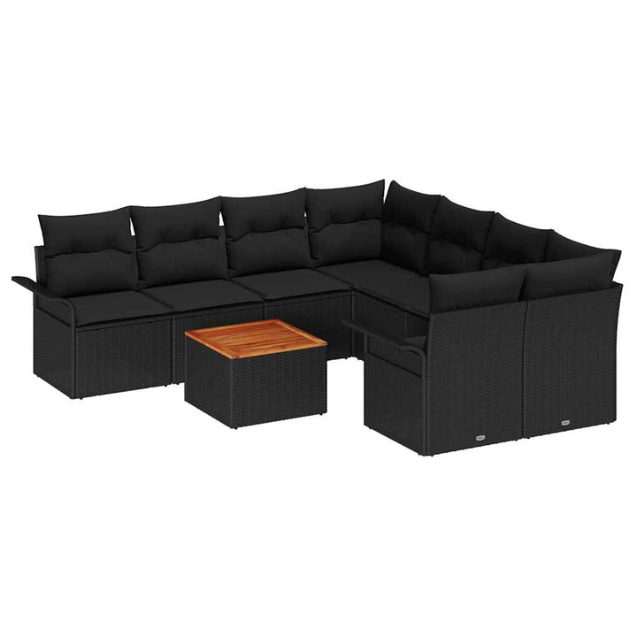 Havesofa Sæt med pude med opbevaring 9 pcs Sort 55 x 55 x 37 cm