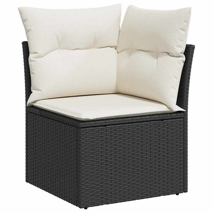 Havesofa Sæt med pude 6 pcs Sort og Cream 55 x 55 x 37 cm