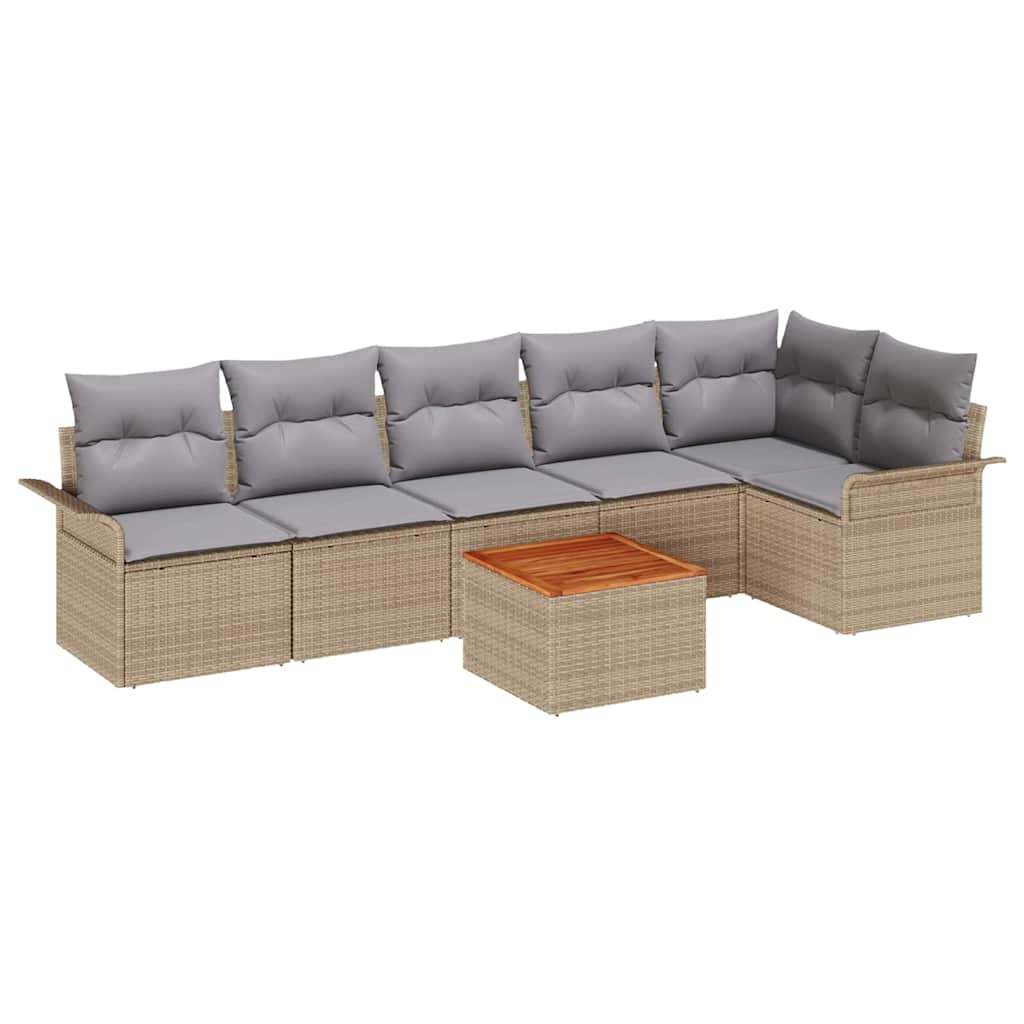 Havesofa Sæt med pude med opbevaring 7 pcs Beige og lys grå