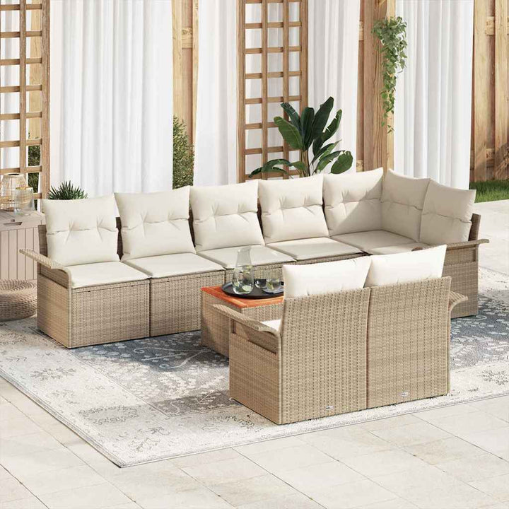 Havesofa Sæt med pude med opbevaring 9 pcs Beige og creme