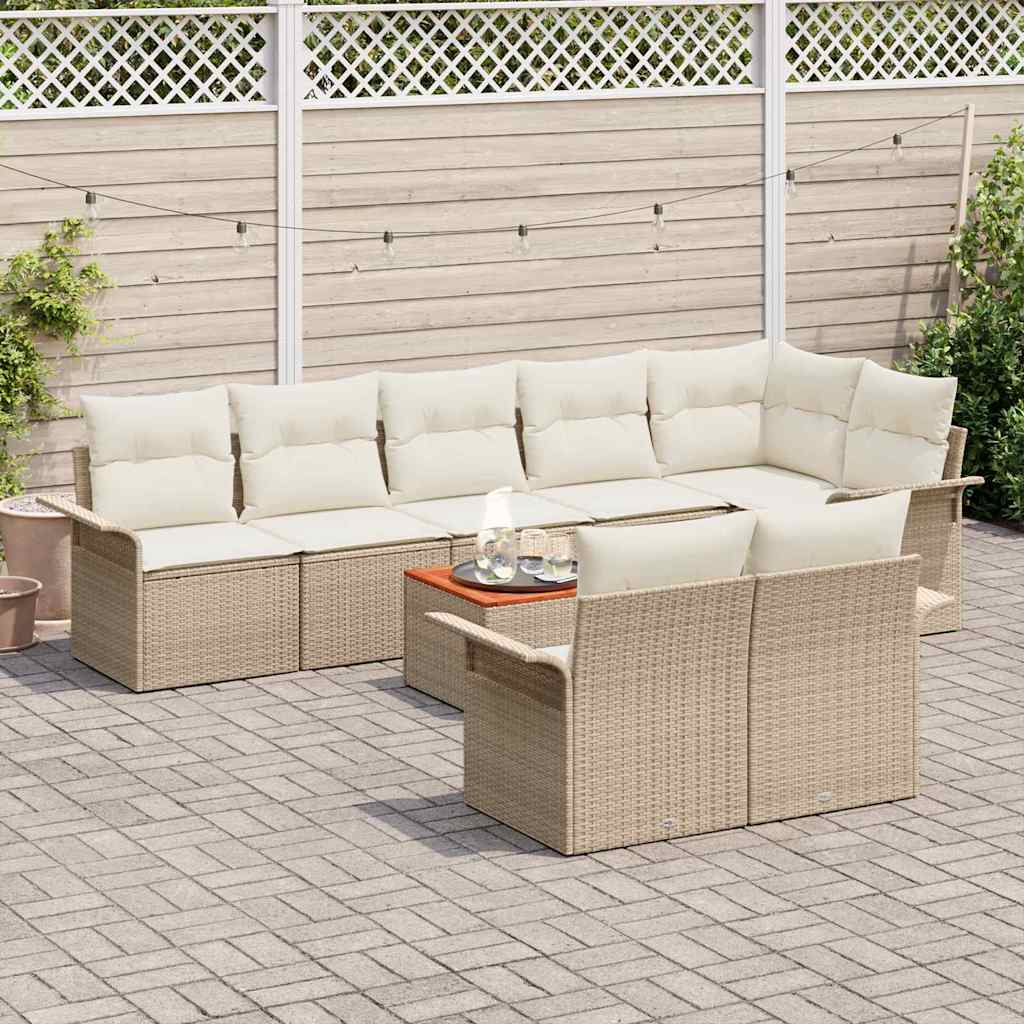 Havesofa Sæt med pude med opbevaring 9 pcs Beige og creme