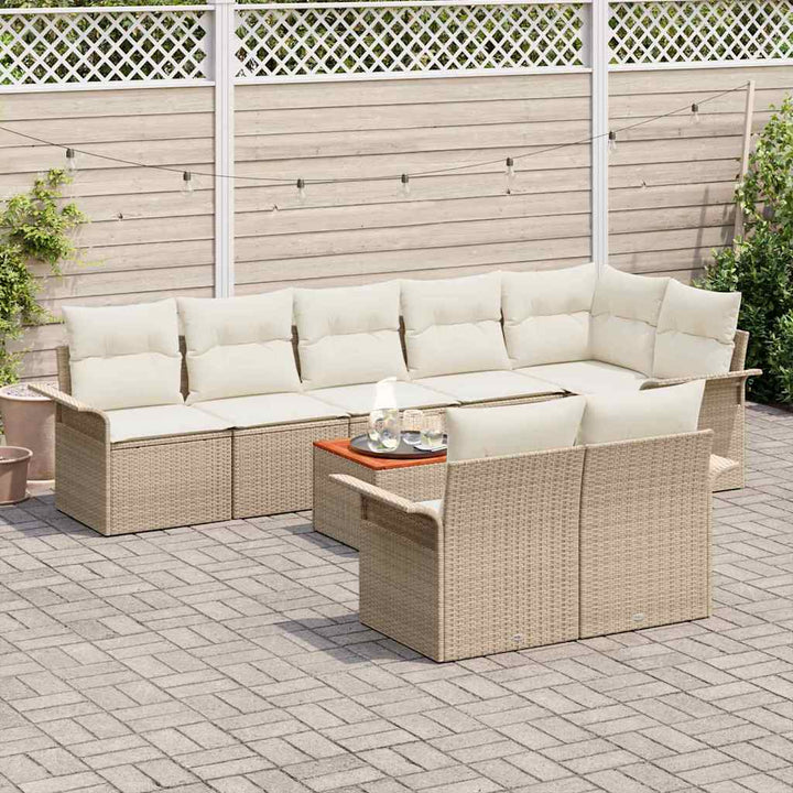 Havesofa Sæt med pude med opbevaring 9 pcs Beige og creme