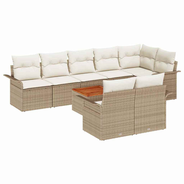 Havesofa Sæt med pude med opbevaring 9 pcs Beige og creme