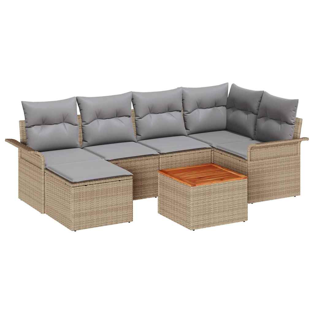 Havesofa Sæt med pude med opbevaring 7 pcs Beige og lys grå