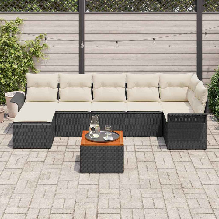 Havesofa Sæt med pude med opbevaring 8 pcs Sort og Cream