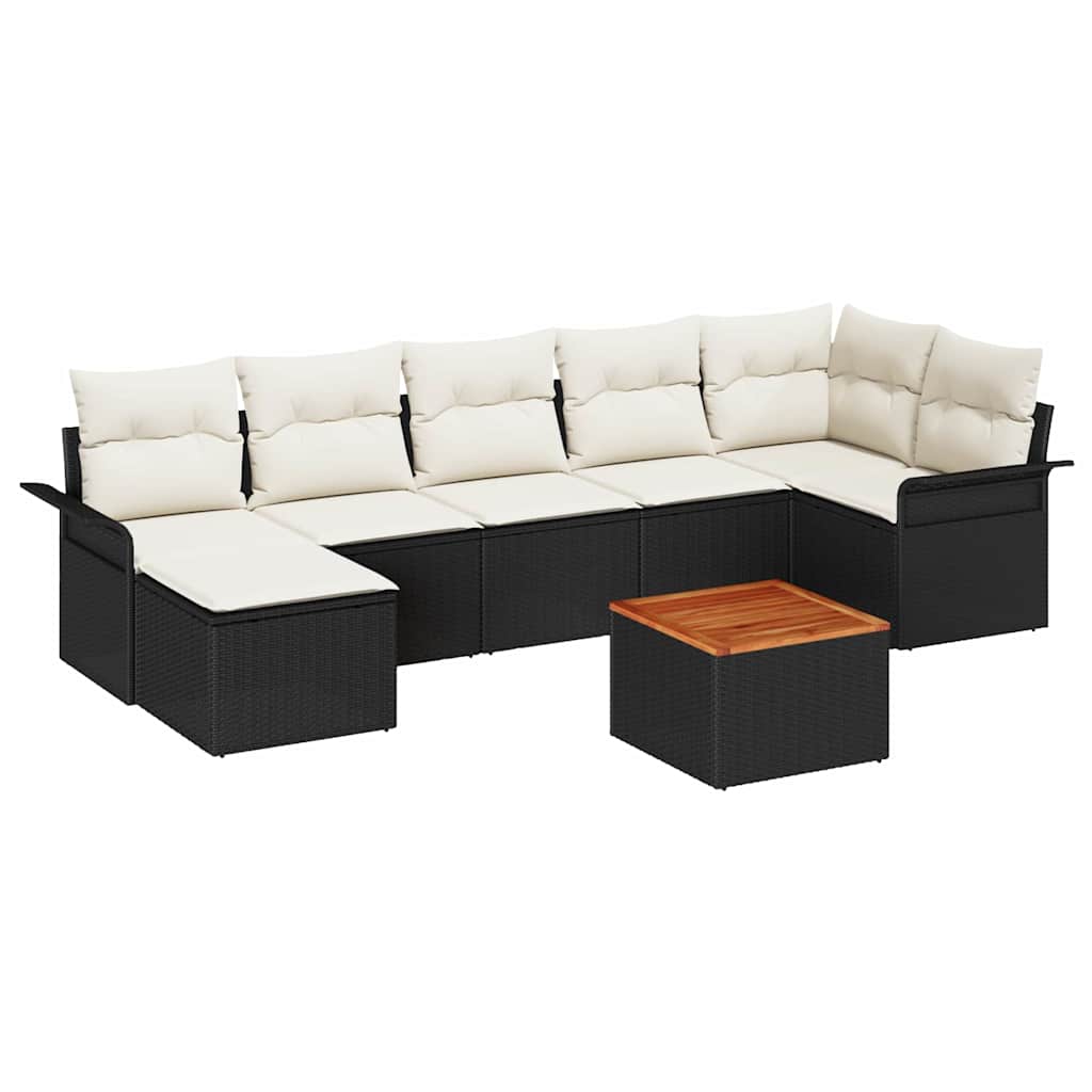 Havesofa Sæt med pude med opbevaring 8 pcs Sort og Cream