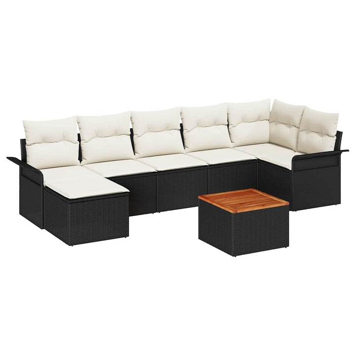 Havesofa Sæt med pude med opbevaring 8 pcs Sort og Cream