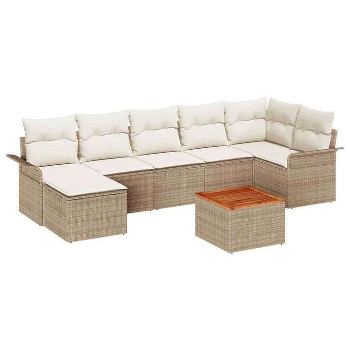 Havesofa Sæt med pude med opbevaring 8 pcs Beige og creme