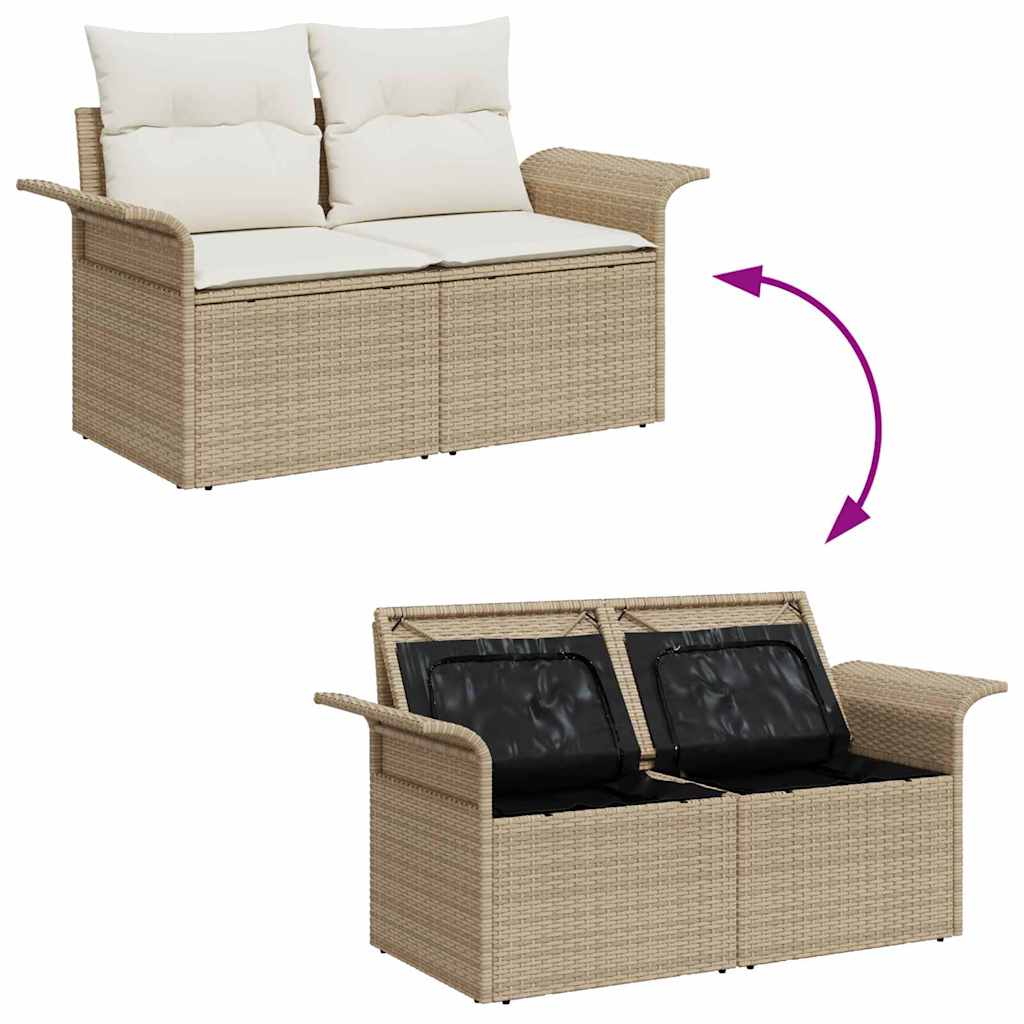 Havesofa Sæt med pude med opbevaring 9 pcs Beige og creme