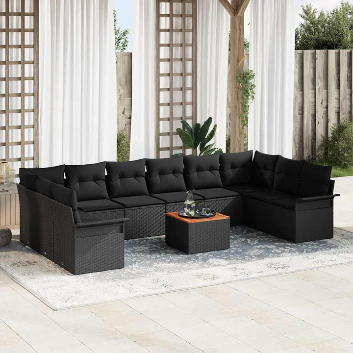Havesofa Sæt med pude med pude 11 pcs Sort 55 x 55 x 37 cm