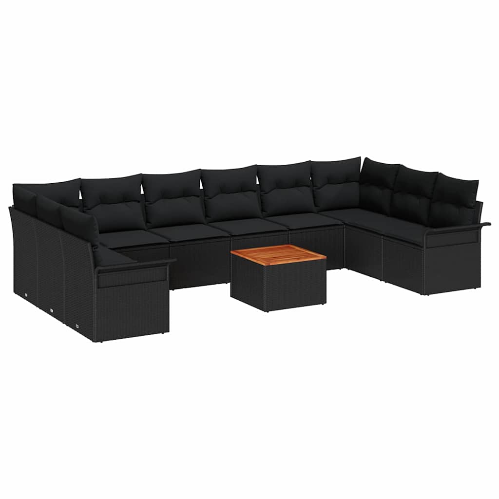 Havesofa Sæt med pude med pude 11 pcs Sort 55 x 55 x 37 cm