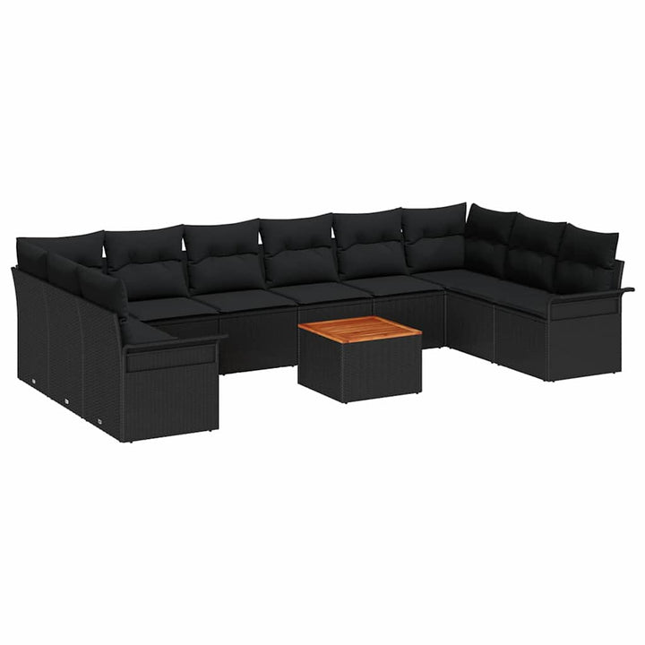 Havesofa Sæt med pude med pude 11 pcs Sort 55 x 55 x 37 cm