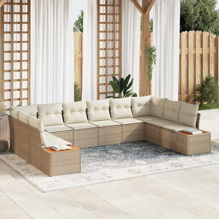 Havesofa Sæt 10 pcs beige og cremefarvet 344 x 209 x 85 cm