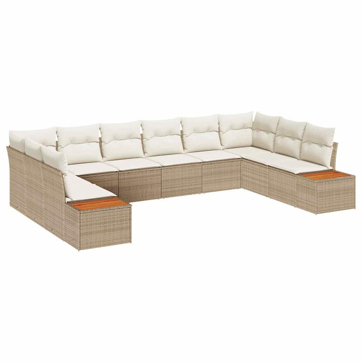 Havesofa Sæt 10 pcs beige og cremefarvet 344 x 209 x 85 cm