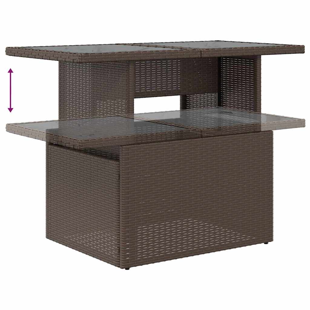 Havesofa Sæt med pude med opbevaring 7 pcs Brun Poly rattan