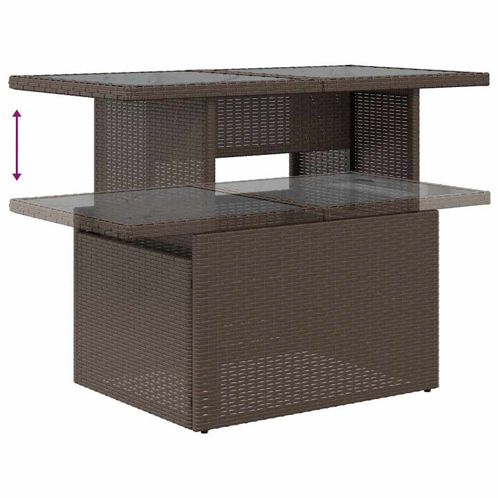 Havesofa Sæt med pude med opbevaring 7 pcs Brun Poly rattan