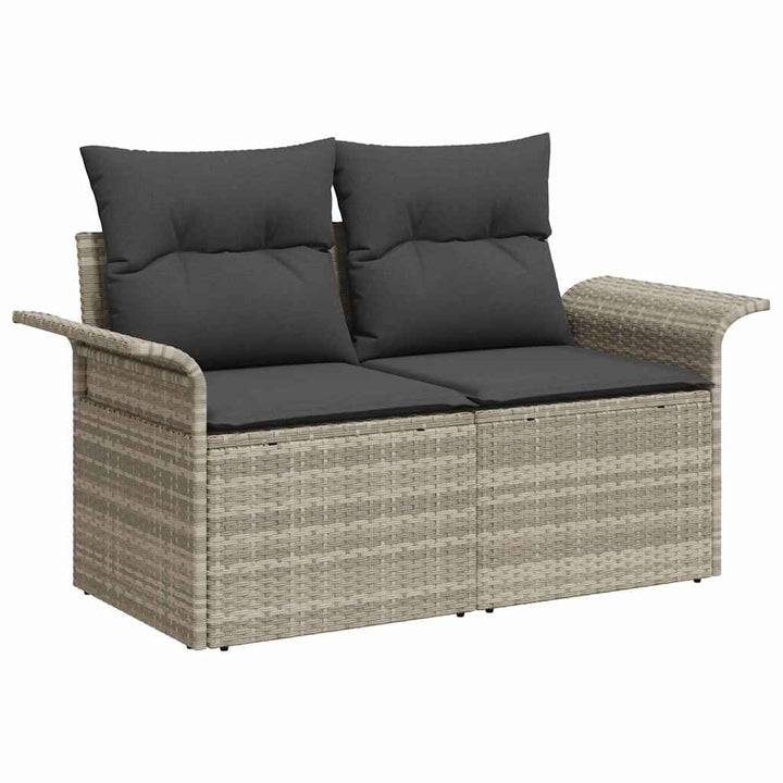Havesofa Sæt med pude med opbevaring 7 pcs Lysegrå Poly rattan
