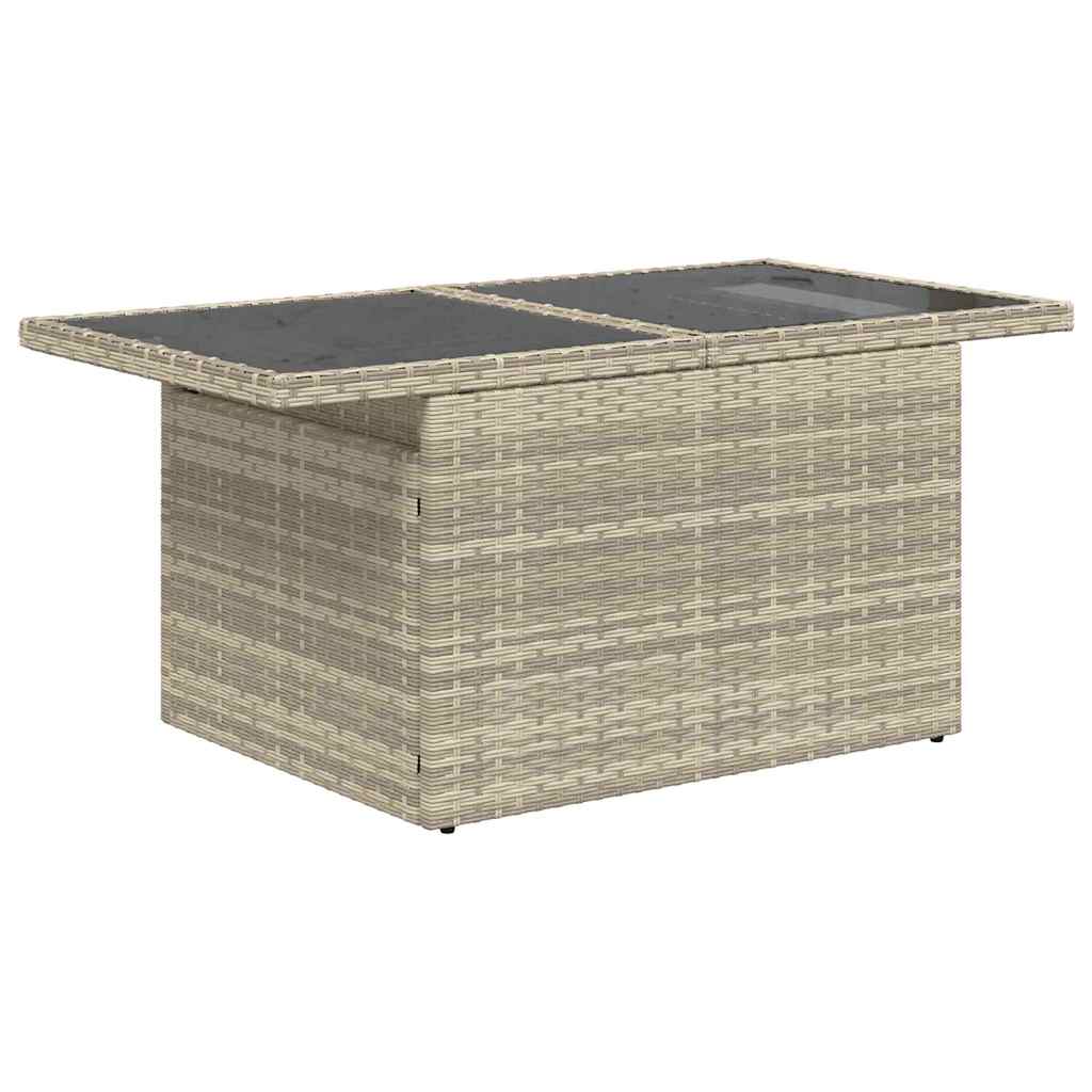 Havesofa Sæt med pude med opbevaring 9 pcs Lysegrå Poly rattan