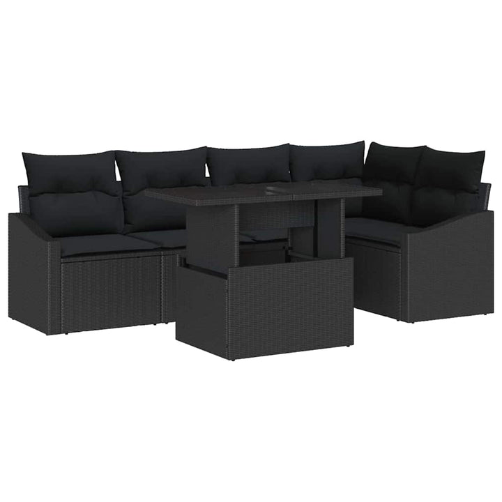 Havesofa Sæt med pude med pude 6 pcs Sort 100 x 55 x 73 cm