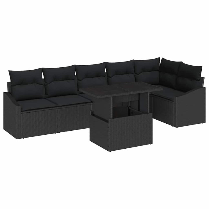 Havesofa Sæt med pude med pude 7 pcs Sort 100 x 55 x 73 cm