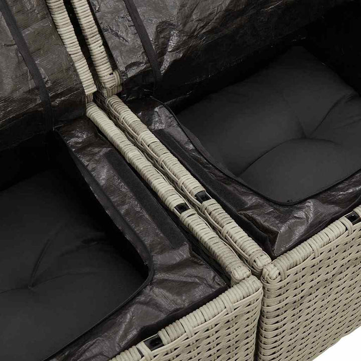 Havesofa Sæt med pude med opbevaring 9 pcs Lysegrå og mørkegrå