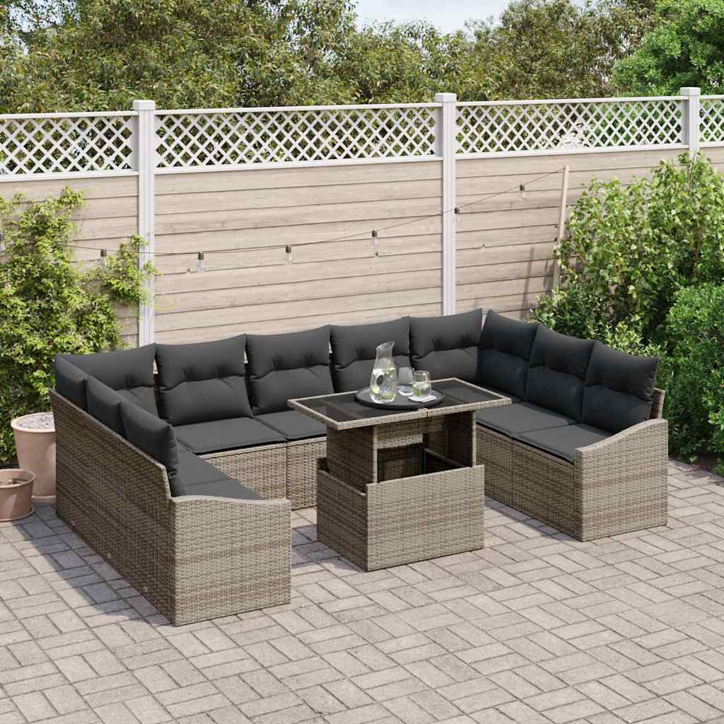 Havesofa Sæt med pude med pude 10 pcs Grå 100 x 55 x 73 cm