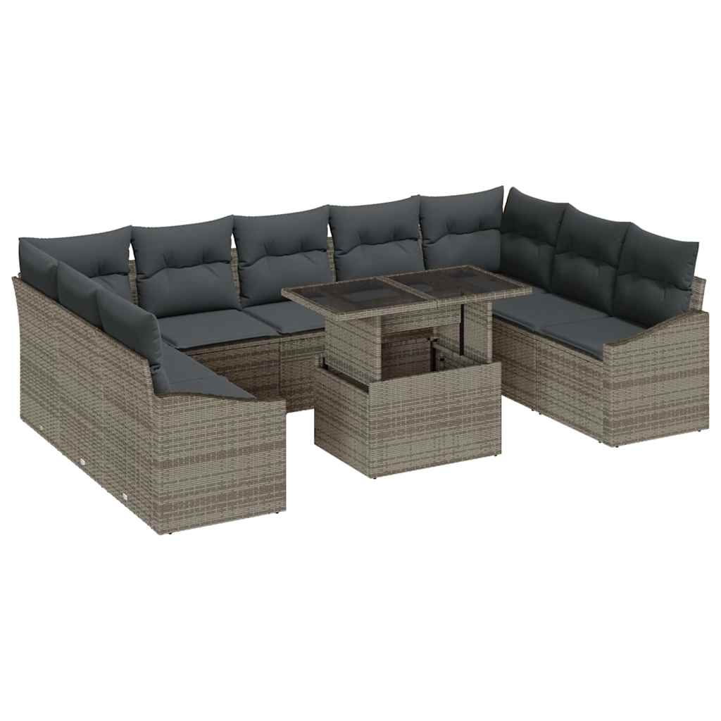 Havesofa Sæt med pude med pude 10 pcs Grå 100 x 55 x 73 cm