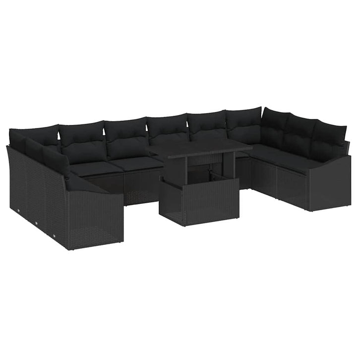Havesofa Sæt med pude med pude 11 pcs Sort 100 x 55 x 73 cm