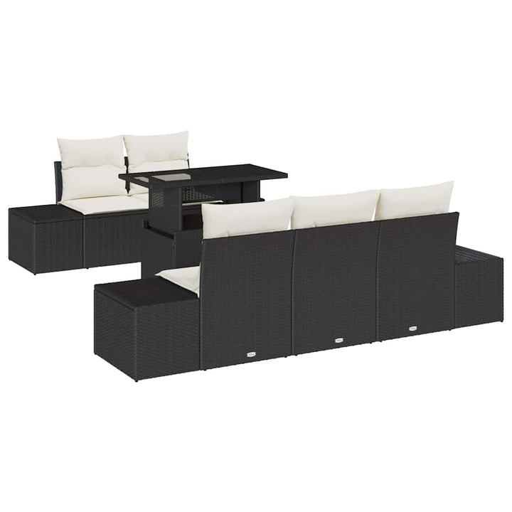 Havesofa Sæt med pude 6 pcs Sort og Cream 100 x 55 x 73 cm