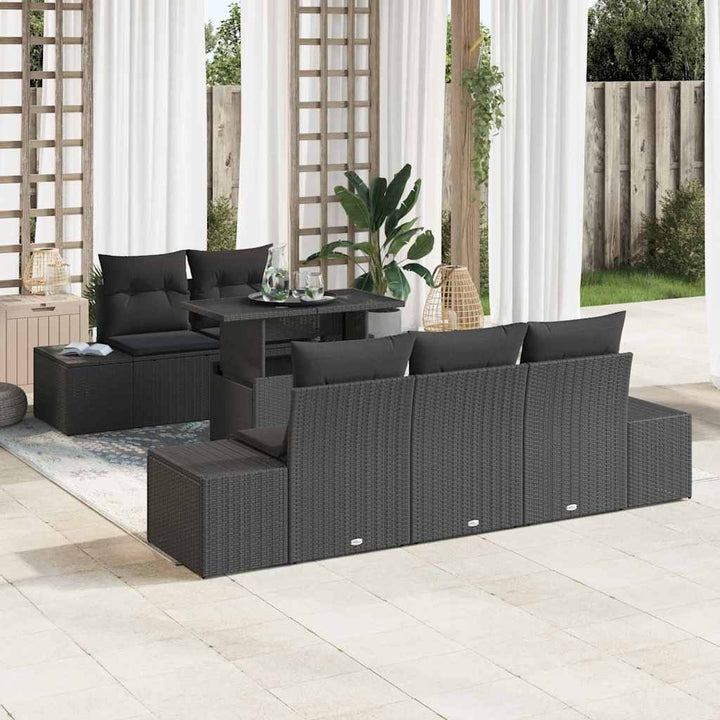 Havesofa Sæt med pude med pude 6 pcs Sort 100 x 55 x 73 cm