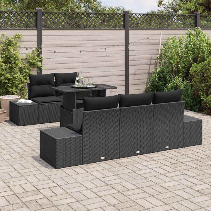 Havesofa Sæt med pude med pude 6 pcs Sort 100 x 55 x 73 cm