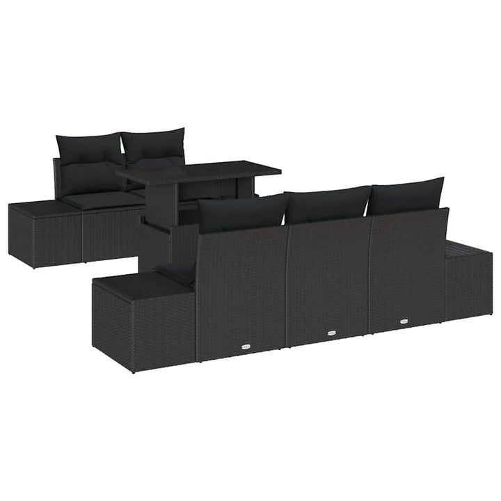 Havesofa Sæt med pude med pude 6 pcs Sort 100 x 55 x 73 cm