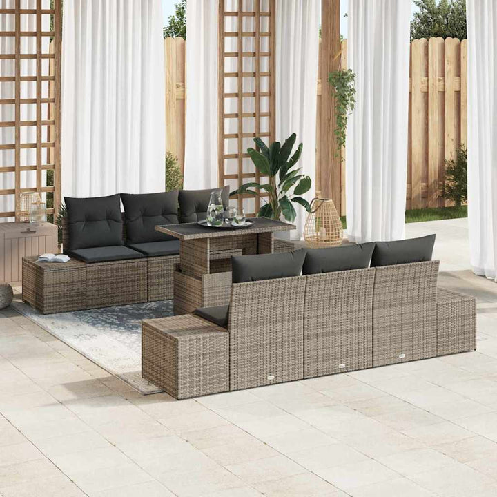 Havesofa Sæt med pude med opbevaring 7 pcs Grå 100 x 55 x 73 cm