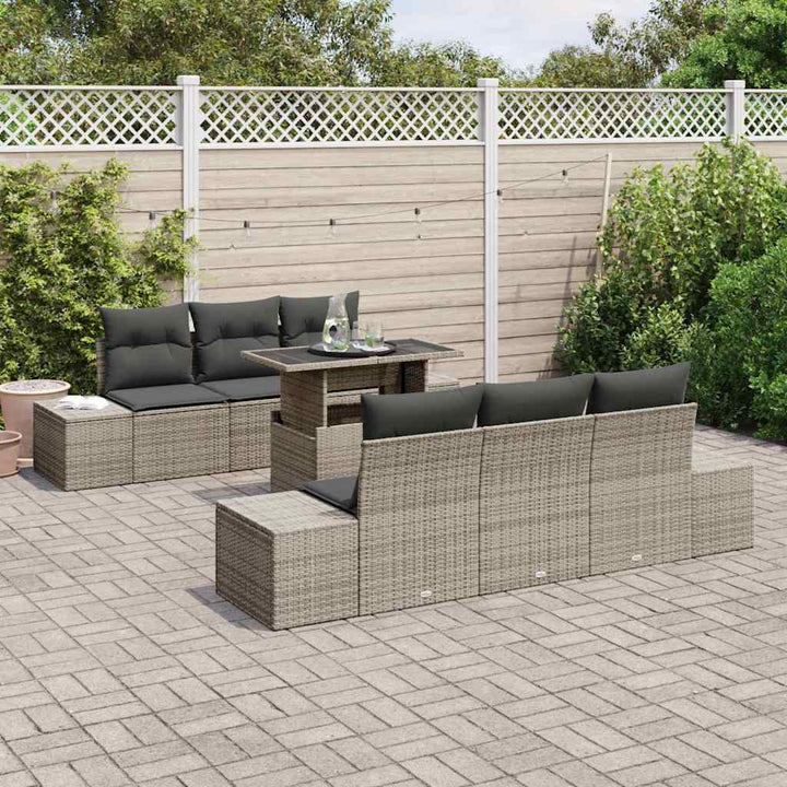 Havesofa Sæt med pude med opbevaring 7 pcs Grå 100 x 55 x 73 cm