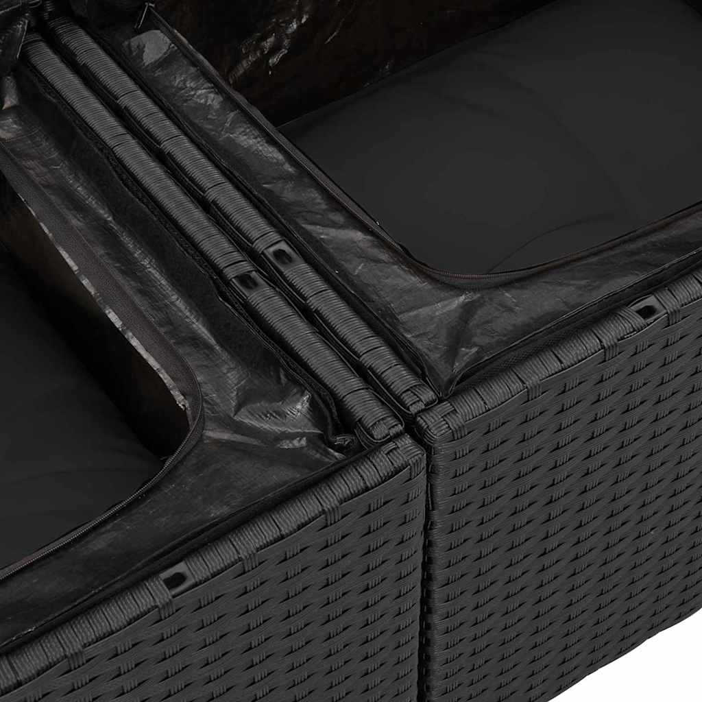 Havesofa Sæt med pude med pude 7 pcs Sort 100 x 55 x 73 cm
