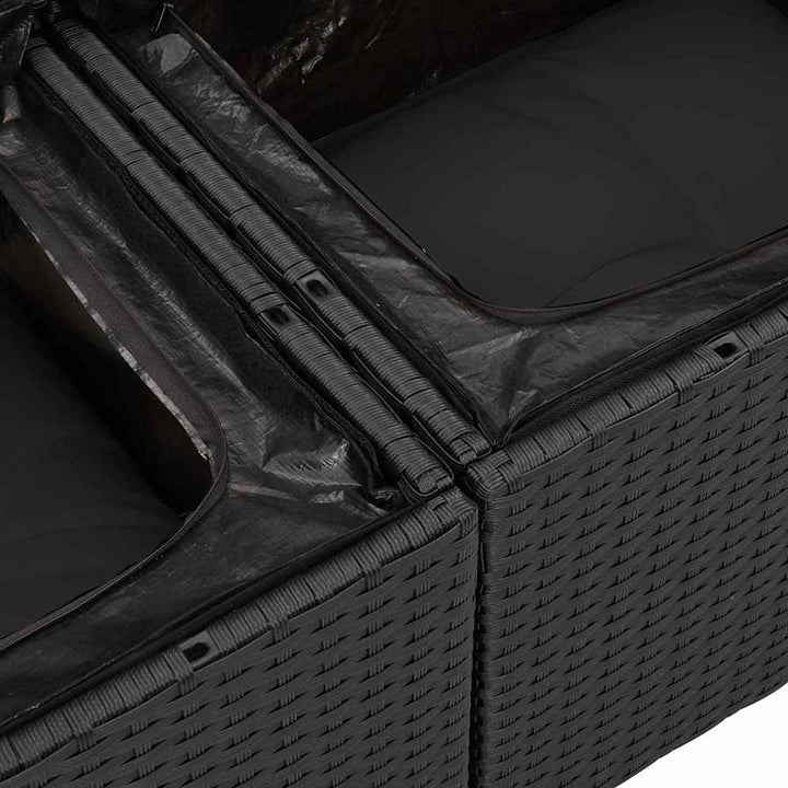 Havesofa Sæt med pude med pude 7 pcs Sort 100 x 55 x 73 cm